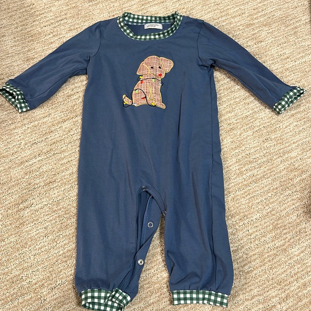 Knickers + Bows Christmas puppy romper SIZE 18-24 M
